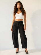 Freya | Damen locker geschnittene Barrel-Jeans, Denim-Jeans mit hoher Taille | Nomadnts | Weiß