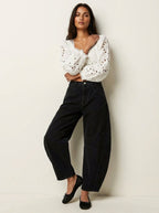 Freya | Damen locker geschnittene Barrel-Jeans, Denim-Jeans mit hoher Taille | Nomadnts | Lichtblauw