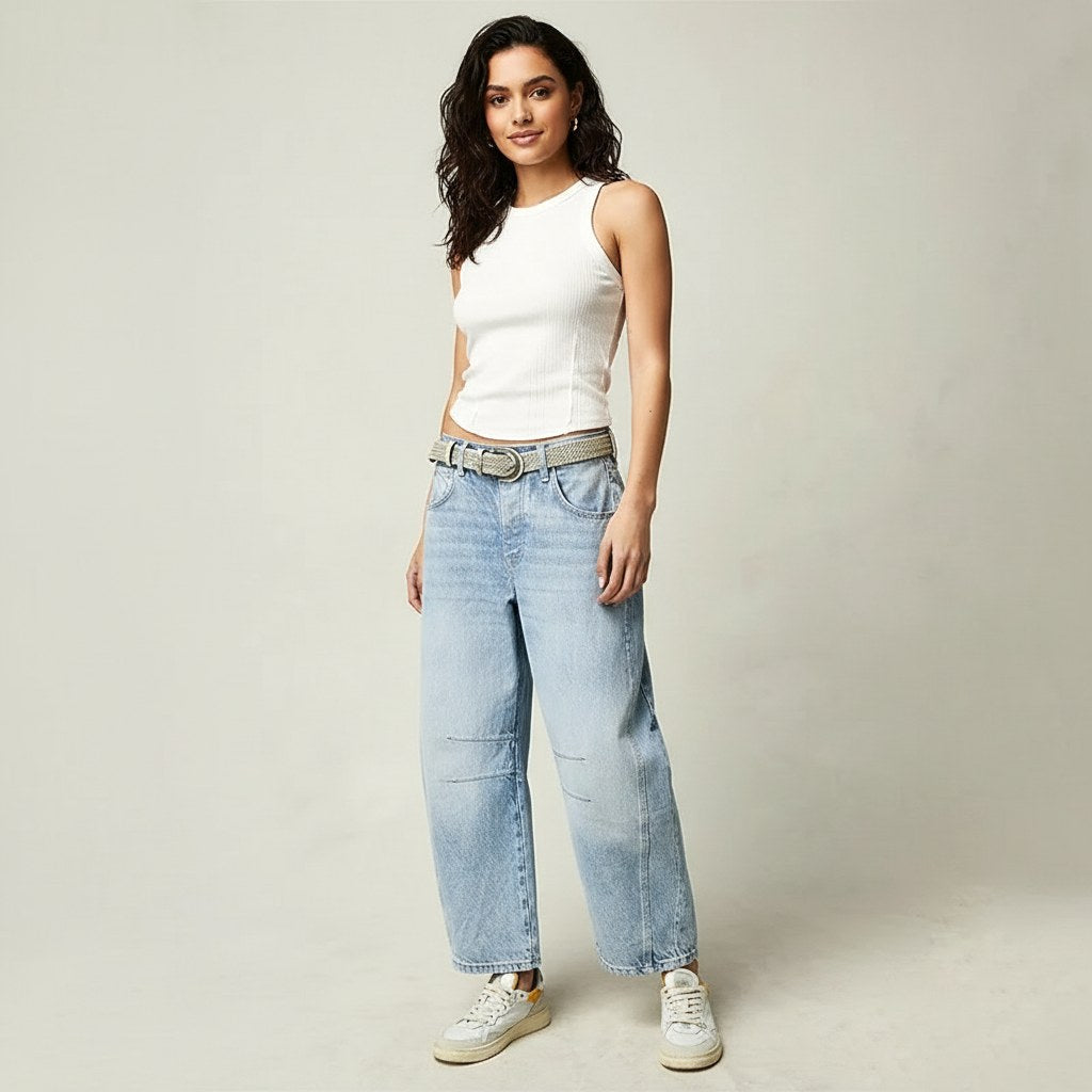 Freya | Damen locker geschnittene Barrel-Jeans, Denim-Jeans mit hoher Taille | Nomadnts | Nomadnts