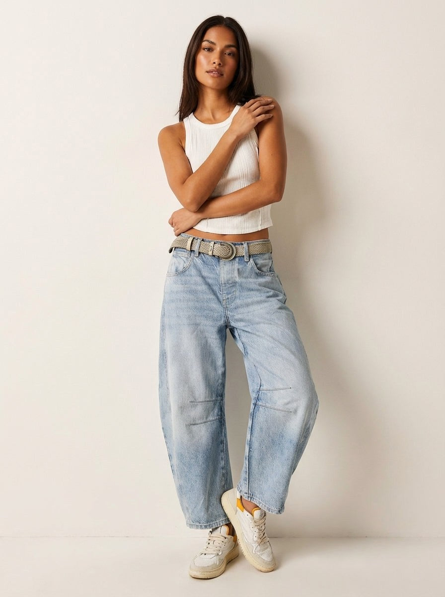 Freya | Damen locker geschnittene Barrel-Jeans, Denim-Jeans mit hoher Taille | Nomadnts | Nomadnts