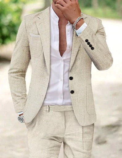 Friedrich | Herren Leichter Zweiteiliger Anzug, Eleganter Sakko mit Hose | Nomad NTS | Beige