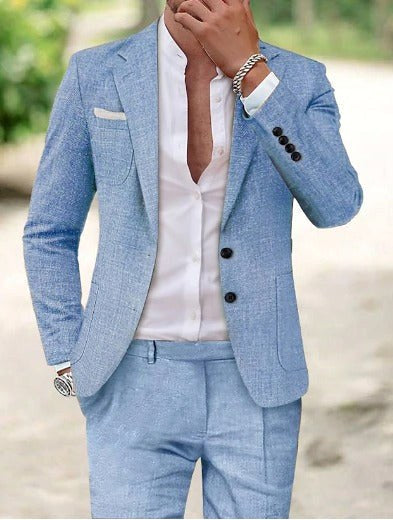 Friedrich | Herren Leichter Zweiteiliger Anzug, Eleganter Sakko mit Hose | Nomad NTS | Blau