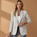 Gabrielle | Damen tailliert geschnittener Baumwollmix-Blazer, elegante Jacke mit Reverskragen | Nomadnts | Nomadnts