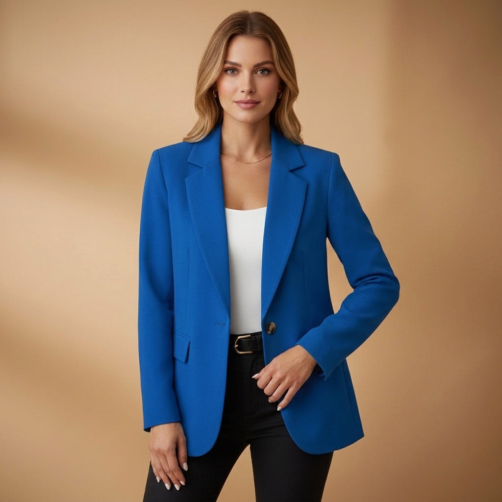 Gabrielle | Damen tailliert geschnittener Baumwollmix-Blazer, elegante Jacke mit Reverskragen | Nomadnts | Nomadnts