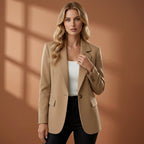 Gabrielle | Damen tailliert geschnittener Baumwollmix-Blazer, elegante Jacke mit Reverskragen | Nomadnts | Nomadnts
