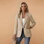 Gabrielle | Damen tailliert geschnittener Baumwollmix-Blazer, elegante Jacke mit Reverskragen | Nomadnts | Nomadnts