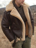 Garrett | Herren-Lederjacke mit Lammfellfutter, warmer Mantel im Fliegerstil | Nomadnts