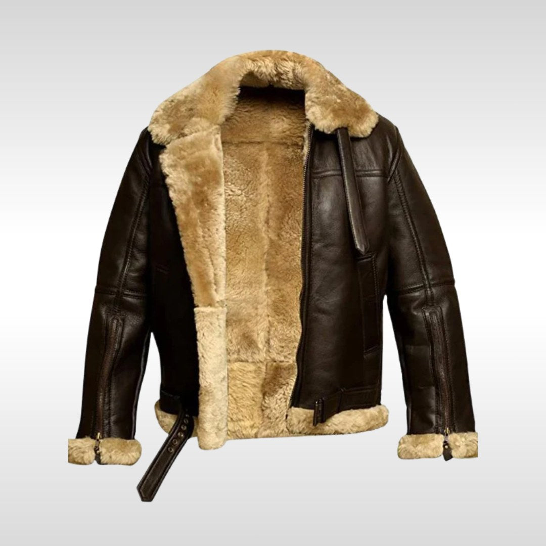 Garrett | Herren-Lederjacke mit Lammfellfutter, warmer Mantel im Fliegerstil | Nomadnts