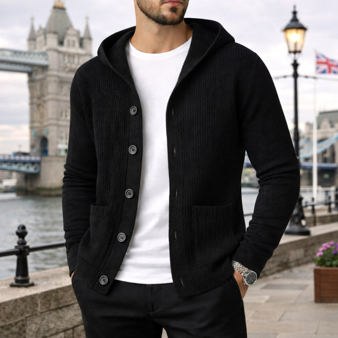 Gavin | Strickjacke für Herren, weiche Strickjacke für den Alltag | Nomadnts | Schwarz