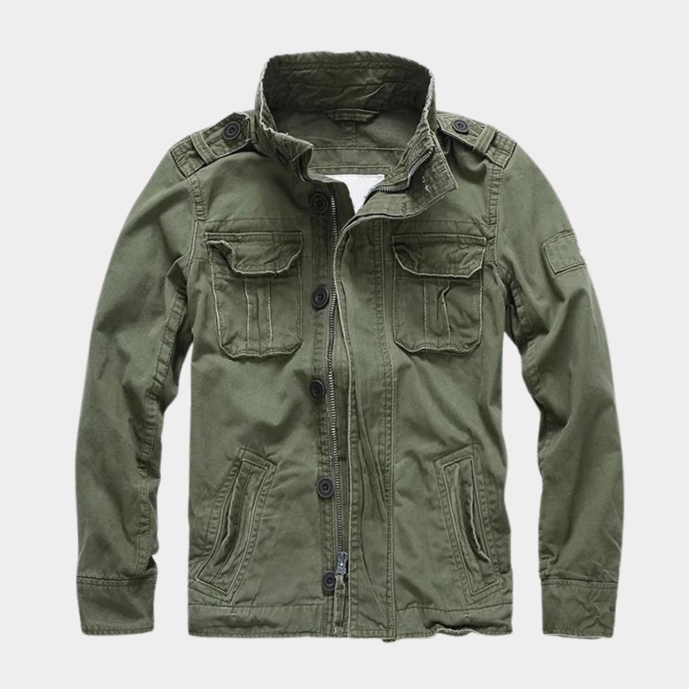 Georg | Herren-Denimjacke im Armee-Stil, Utility-Look Herbstjacke | Nomad NTS | Armeegrün