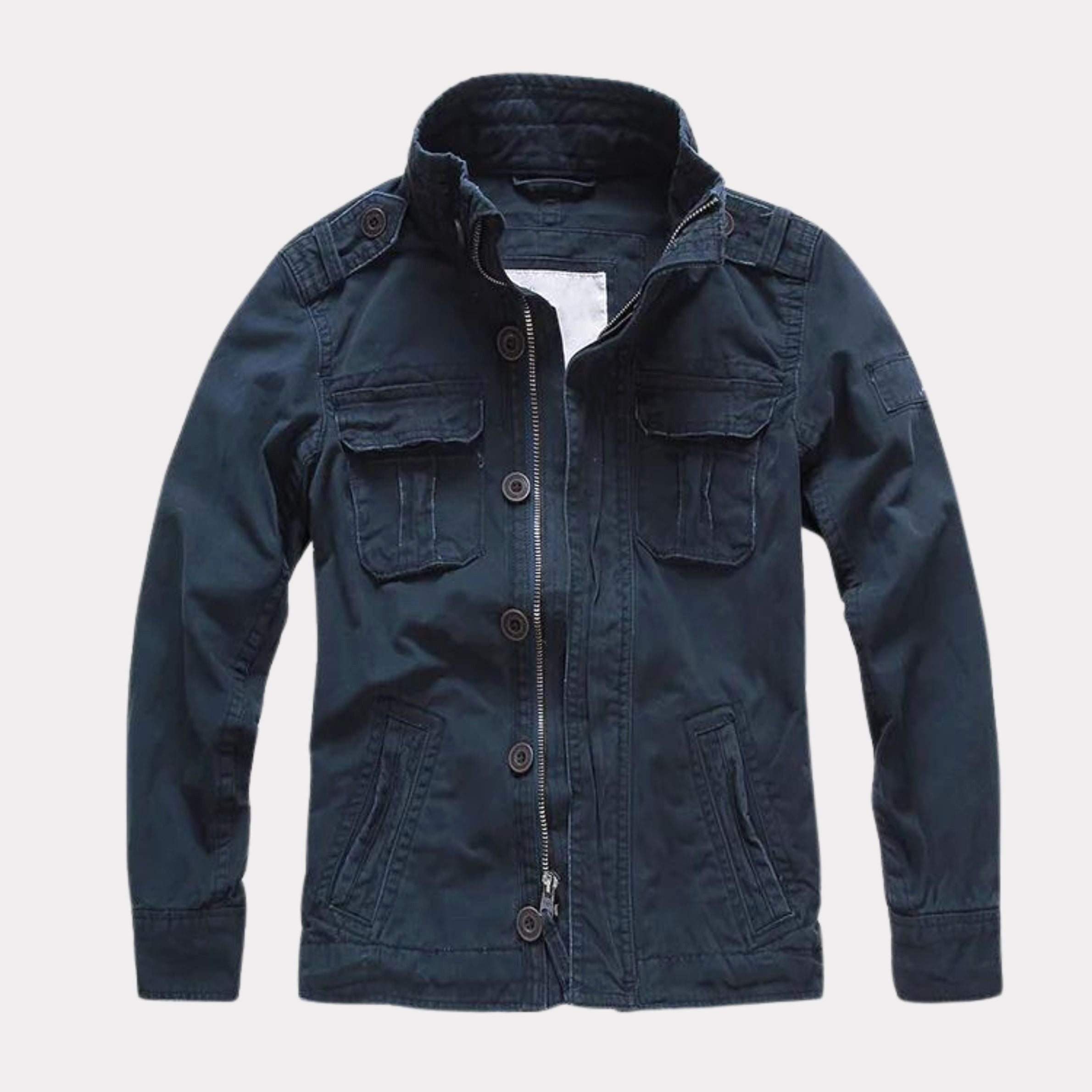Georg | Herren-Denimjacke im Armee-Stil, Utility-Look Herbstjacke | Nomad NTS | Marineblau