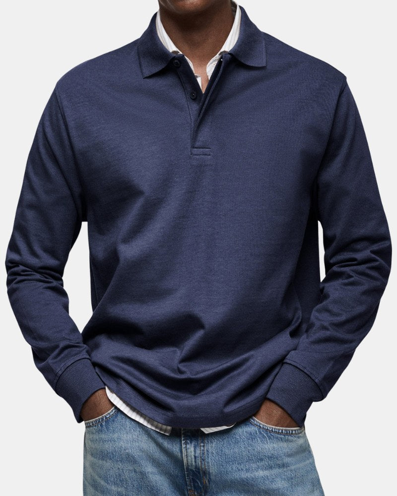 Gerhard | Klassisches Langarm-Poloshirt, Elegantes Herren-Poloshirt | Nomad NTS | Marineblau