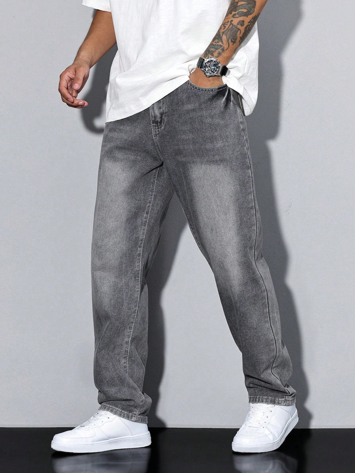 Grzegorz | Herrenhose aus Baumwollmischung in Unifarbe, Lockerer Schnitt Jeans | Nomad NTS