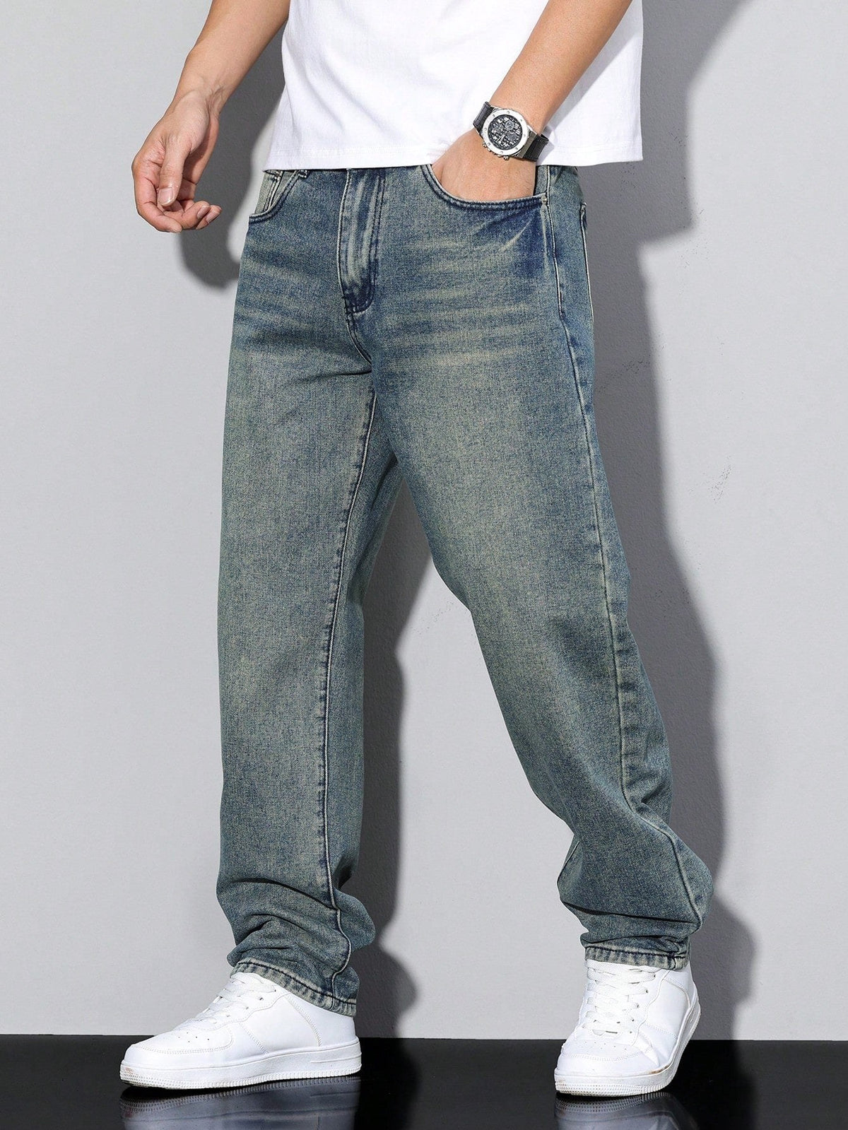 Grzegorz | Herrenhose aus Baumwollmischung in Unifarbe, Lockerer Schnitt Jeans | Nomad NTS