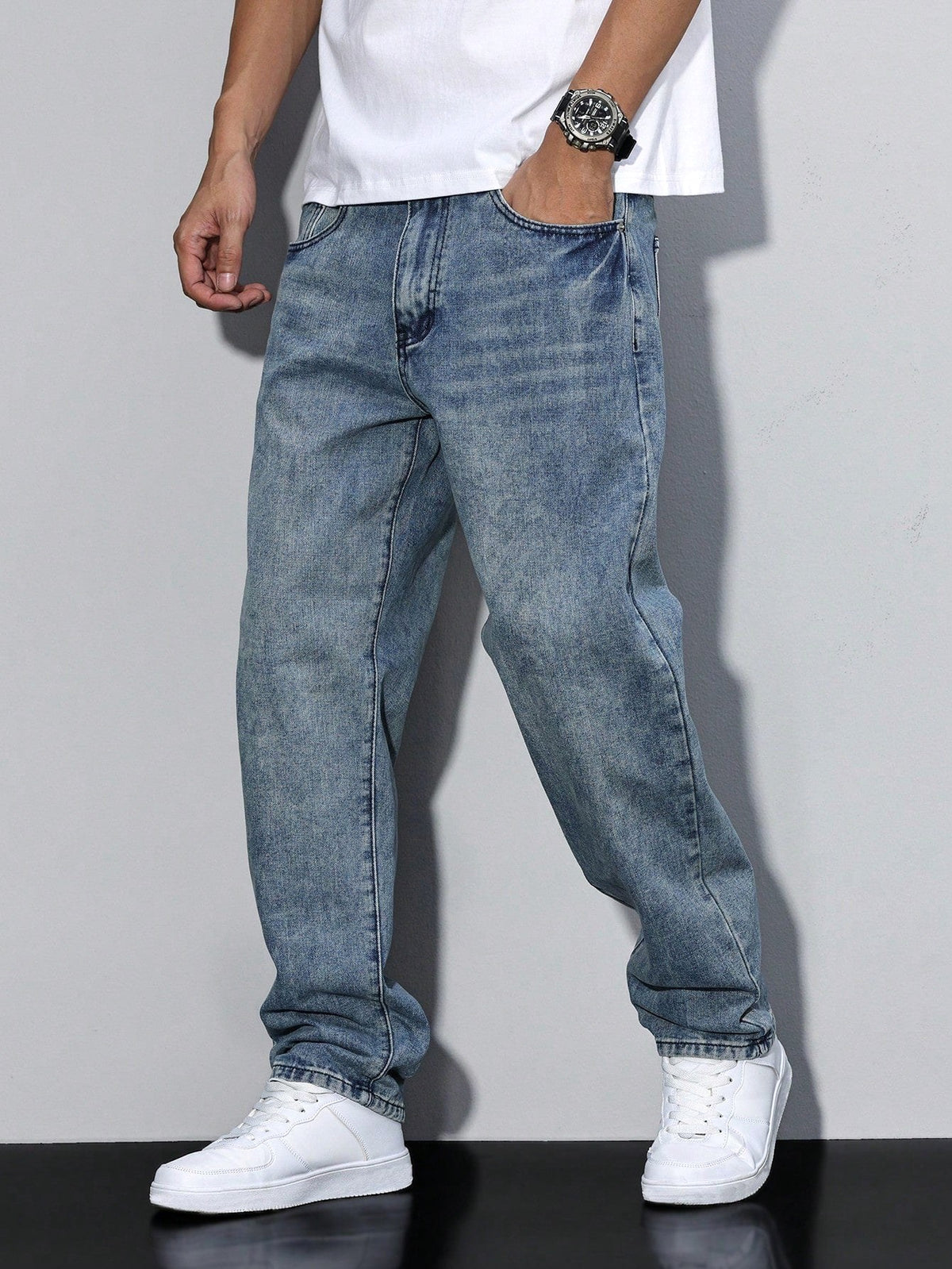 Grzegorz | Herrenhose aus Baumwollmischung in Unifarbe, Lockerer Schnitt Jeans | Nomad NTS