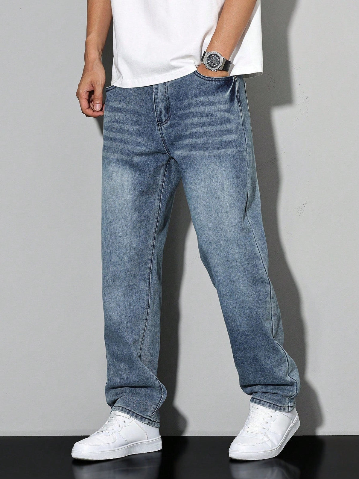 Grzegorz | Herrenhose aus Baumwollmischung in Unifarbe, Lockerer Schnitt Jeans | Nomad NTS