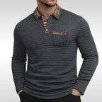 Günter | Herren-Poloshirt aus Waffelpiqué mit Karomuster, Klassisches Poloshirt | Nomad NTS | Grey