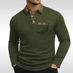 Günter | Herren-Poloshirt aus Waffelpiqué mit Karomuster, Klassisches Poloshirt | Nomad NTS | Green