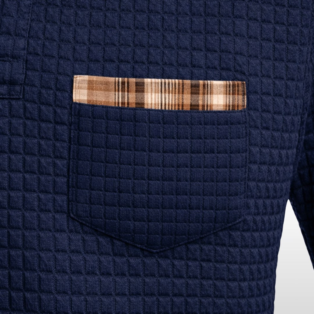 Günter | Herren-Poloshirt aus Waffelpiqué mit Karomuster, Klassisches Poloshirt | Nomad NTS