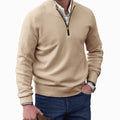Gustav | Herren Strickpullover mit Reißverschluss und Stehkragen, Langarm Pullover | Nomad NTS | Brown