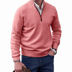 Gustav | Herren Strickpullover mit Reißverschluss und Stehkragen, Langarm Pullover | Nomad NTS | Blue