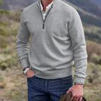 Gustav | Herren Strickpullover mit Reißverschluss und Stehkragen, Langarm Pullover | Nomad NTS | Black