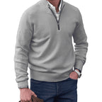 Gustav | Herren Strickpullover mit Reißverschluss und Stehkragen, Langarm Pullover | Nomad NTS | Purple