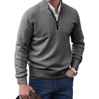 Gustav | Herren Strickpullover mit Reißverschluss und Stehkragen, Langarm Pullover | Nomad NTS | Dark Grey