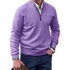 Gustav | Herren Strickpullover mit Reißverschluss und Stehkragen, Langarm Pullover | Nomad NTS | Light Grey