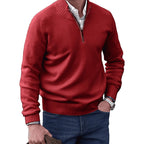 Gustav | Herren Strickpullover mit Reißverschluss und Stehkragen, Langarm Pullover | Nomad NTS | White