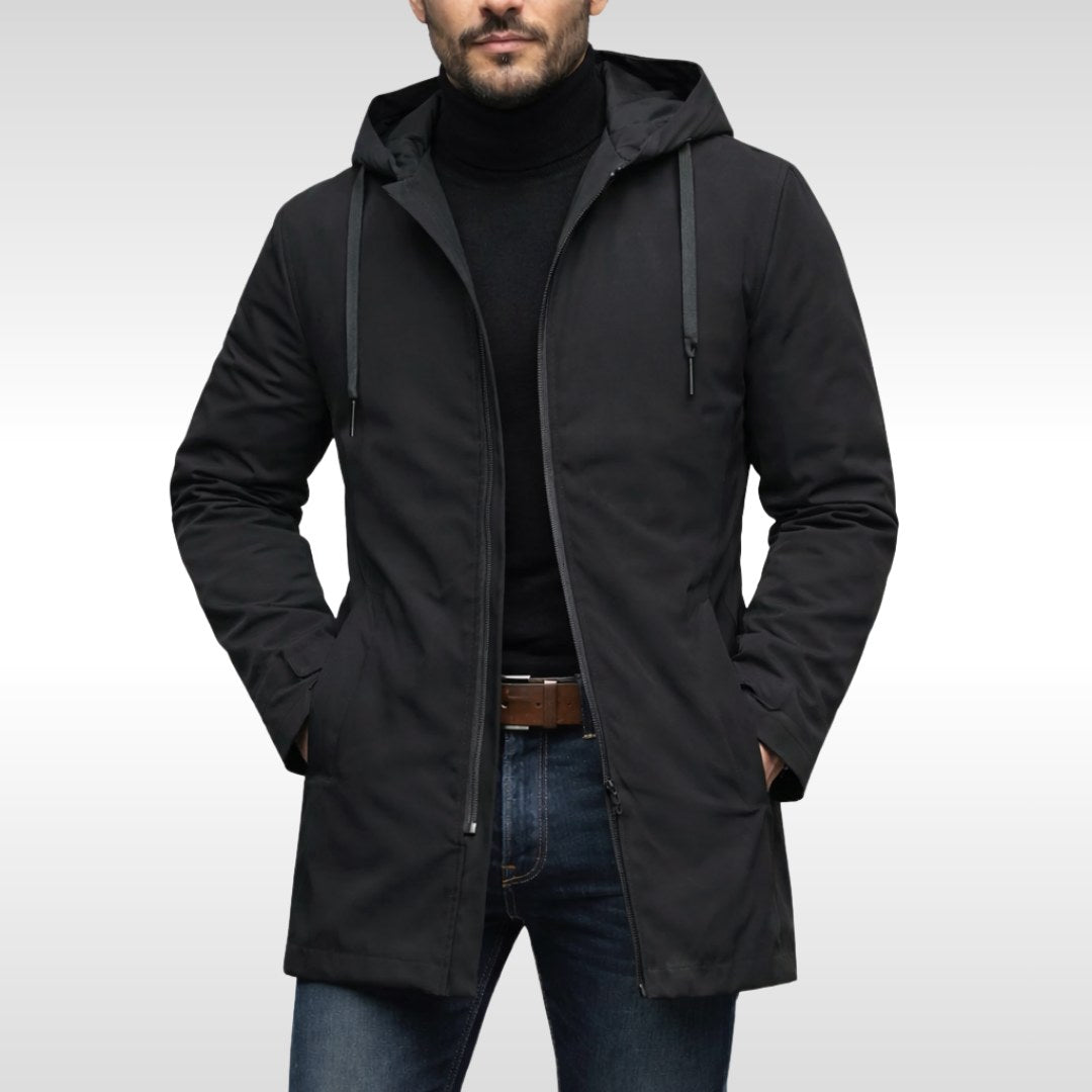 Hans | Herrenwetterfester Mantel mit Polsterung, Moderner Wintermantel | Nomad NTS | Black