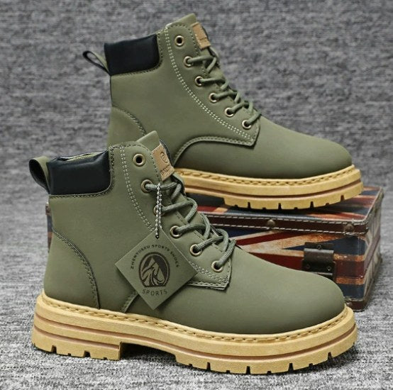 Harry | Herren Leder-Schnürstiefel, hohe Baustiefel | Nomadnts | Green
