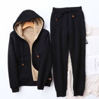 Helena | Damen-Fleece-Futter-Hoodie-Jogger-Trainingsanzug, Wärmeset aus Kapuzenpullover und Jogginghose | Nomad NTS | Black
