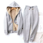 Helena | Damen-Fleece-Futter-Hoodie-Jogger-Trainingsanzug, Wärmeset aus Kapuzenpullover und Jogginghose | Nomad NTS | Grey
