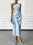 Helene | Damen Satin-Maxikleid mit One-Shoulder-Design, Elegantes Abendkleid | Nomad NTS