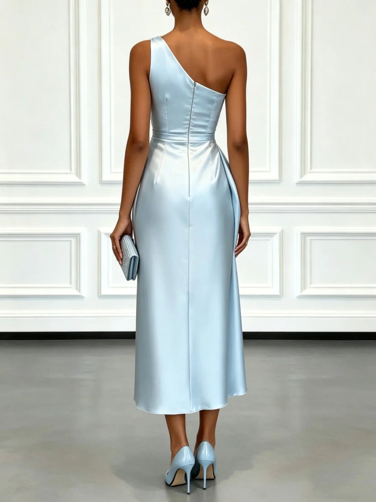 Helene | Damen Satin-Maxikleid mit One-Shoulder-Design, Elegantes Abendkleid | Nomad NTS