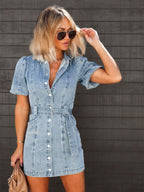 Helene | Damen Jeans-Minikleid mit Knopfleiste, Denim-Kleid im Hemdstil | Nomadnts | Blue