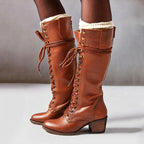 Henriette | Damen Leder-Combat-Boots zum Schnüren, Stiefeletten mit Blockabsatz | Nomadnts | Nomadnts