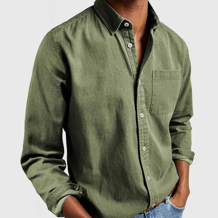 Henry | Herren tailliert geschnittenes Baumwollhemd, elegantes Alltagshemd | Nomadnts | Green