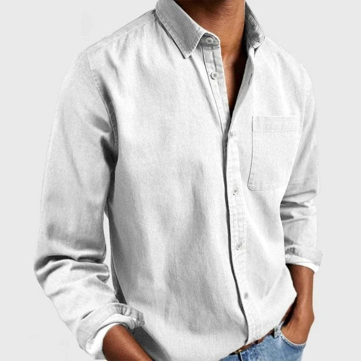 Henry | Herren tailliert geschnittenes Baumwollhemd, elegantes Alltagshemd | Nomadnts | White