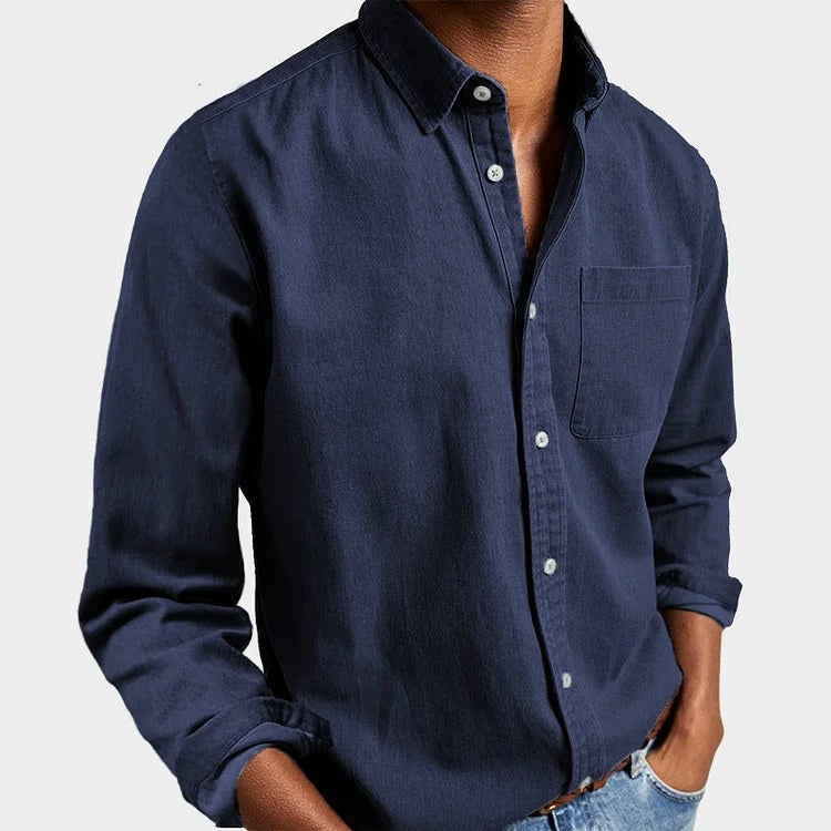 Henry | Herren tailliert geschnittenes Baumwollhemd, elegantes Alltagshemd | Nomadnts | Navy Blue