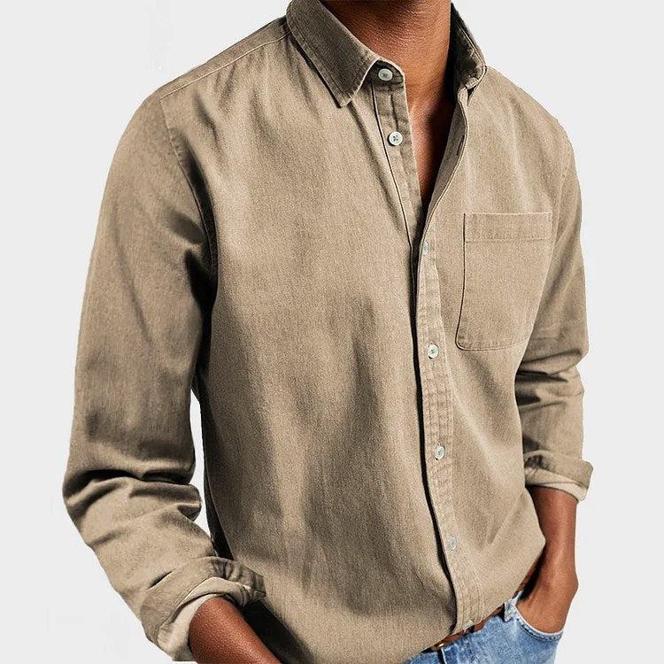 Henry | Herren tailliert geschnittenes Baumwollhemd, elegantes Alltagshemd | Nomadnts | Khaki