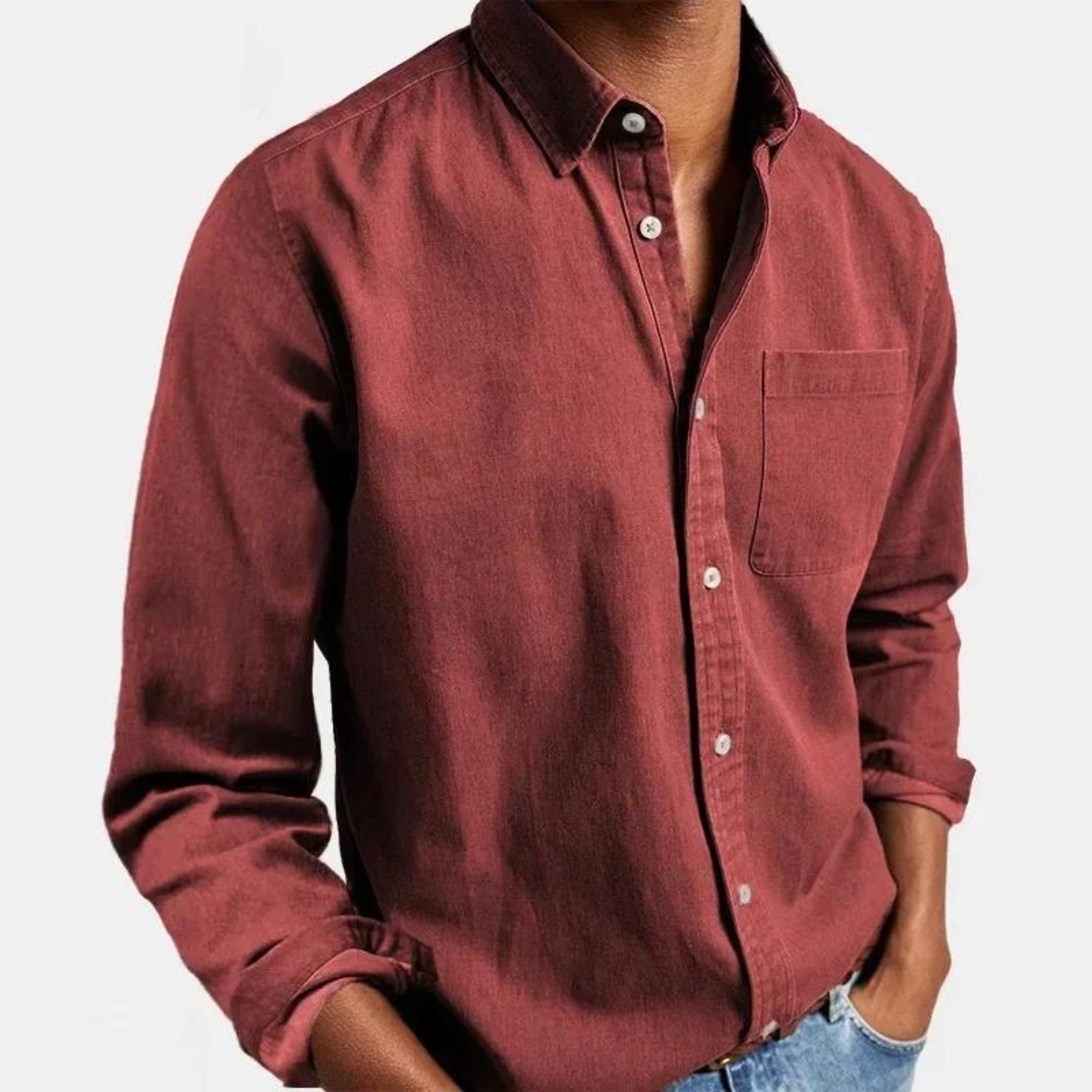 Henry | Herren tailliert geschnittenes Baumwollhemd, elegantes Alltagshemd | Nomadnts | Red