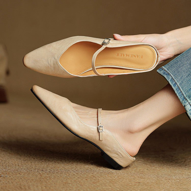 Holly | Damen Leder-Mary-Jane-Mules, spitz zulaufende Komfortschuhe | Nomadnts | Nomadnts