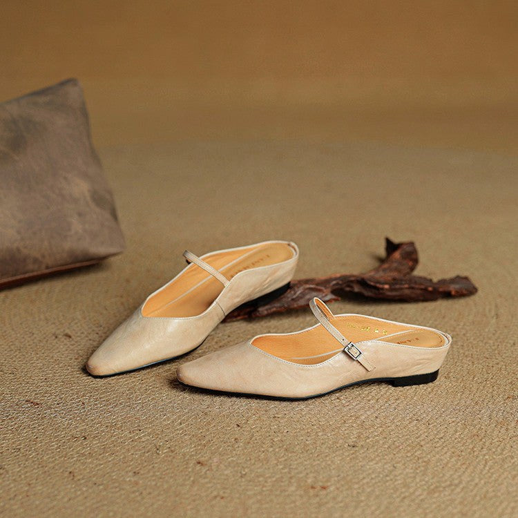 Holly | Damen Leder-Mary-Jane-Mules, spitz zulaufende Komfortschuhe | Nomadnts | Nomadnts