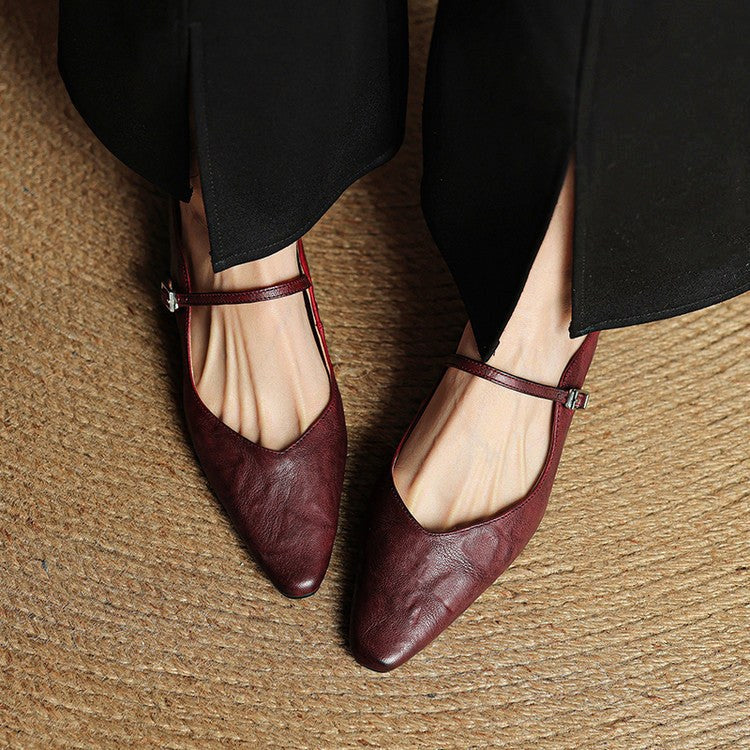 Holly | Damen Leder-Mary-Jane-Mules, spitz zulaufende Komfortschuhe | Nomadnts | Nomadnts