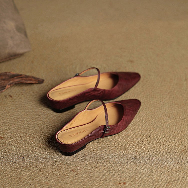 Holly | Damen Leder-Mary-Jane-Mules, spitz zulaufende Komfortschuhe | Nomadnts | Nomadnts