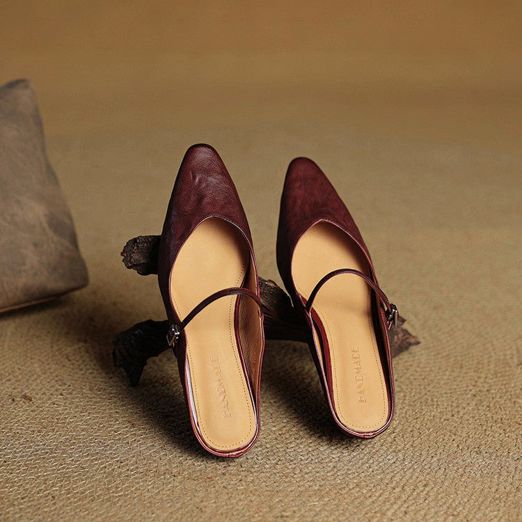 Holly | Damen Leder-Mary-Jane-Mules, spitz zulaufende Komfortschuhe | Nomadnts | Nomadnts