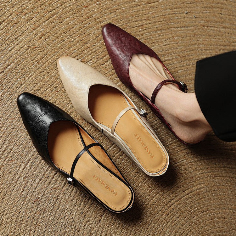 Holly | Damen Leder-Mary-Jane-Mules, spitz zulaufende Komfortschuhe | Nomadnts | Nomadnts