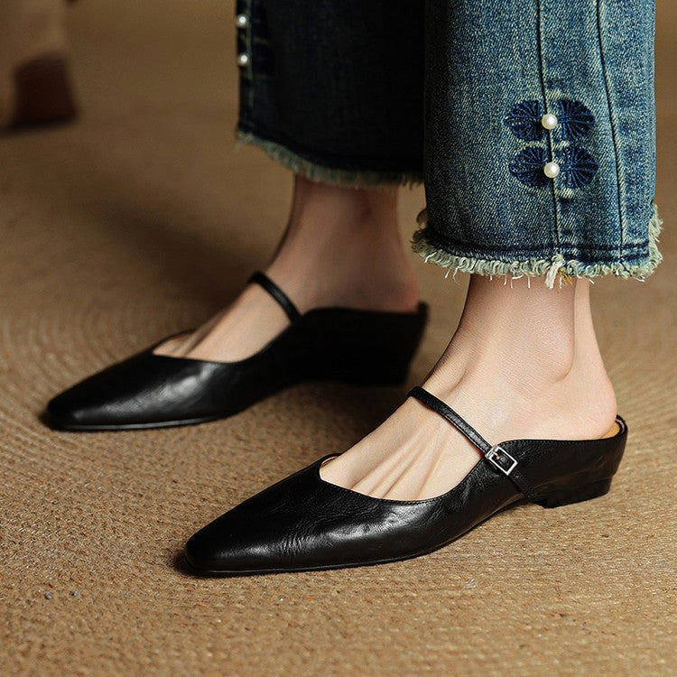 Holly | Damen Leder-Mary-Jane-Mules, spitz zulaufende Komfortschuhe | Nomadnts | Nomadnts